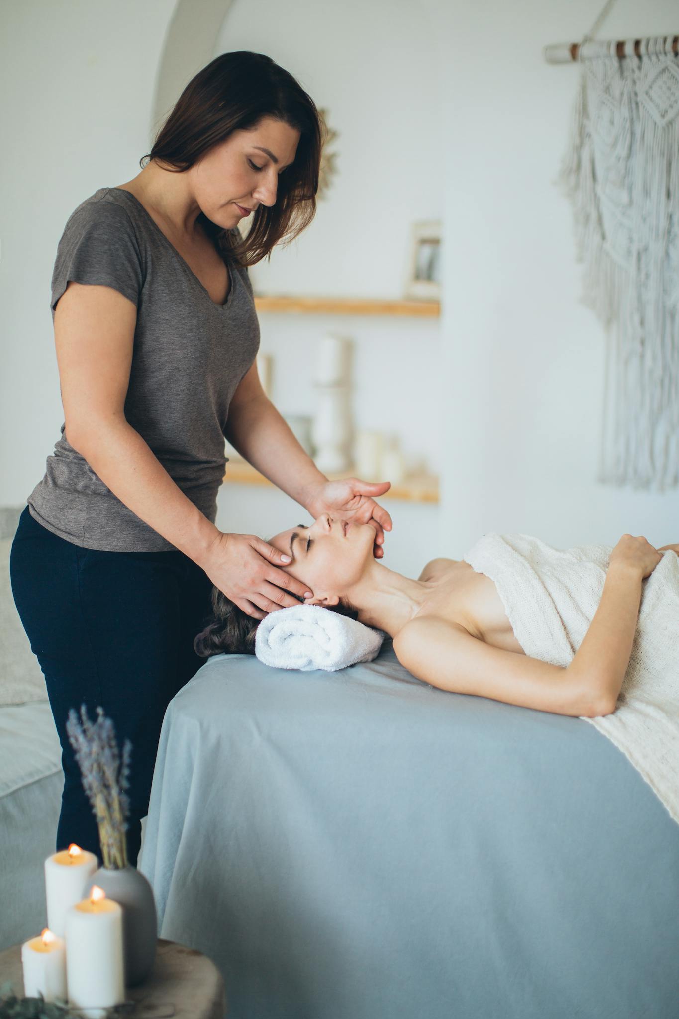 A soothing massage session in a calming spa setting, ideal for relaxation and pampering.